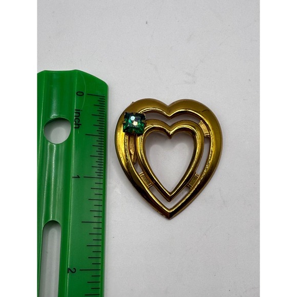 Vintage Gold Tone Double Heart Brooch – Romantic Statement Pin - Picture 3 of 4